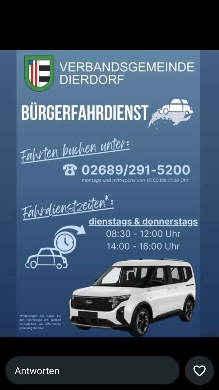 Bürgerfahrdienst (c) Verbandsgemeinde Dierdorf Bürgerfahrdienst
